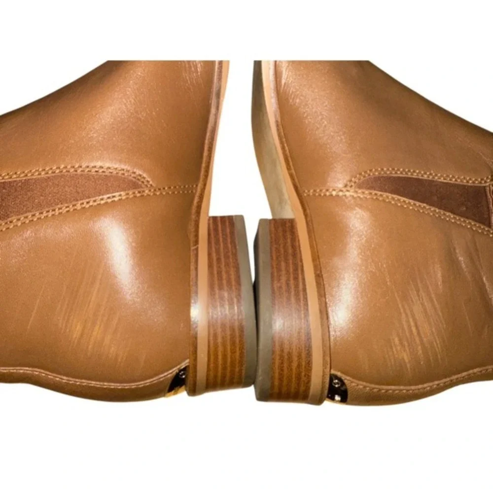 Michael Kors Ankle Boots Women 7.5M Pre-Owned‎ Booties Tan Leather Pointed Toe